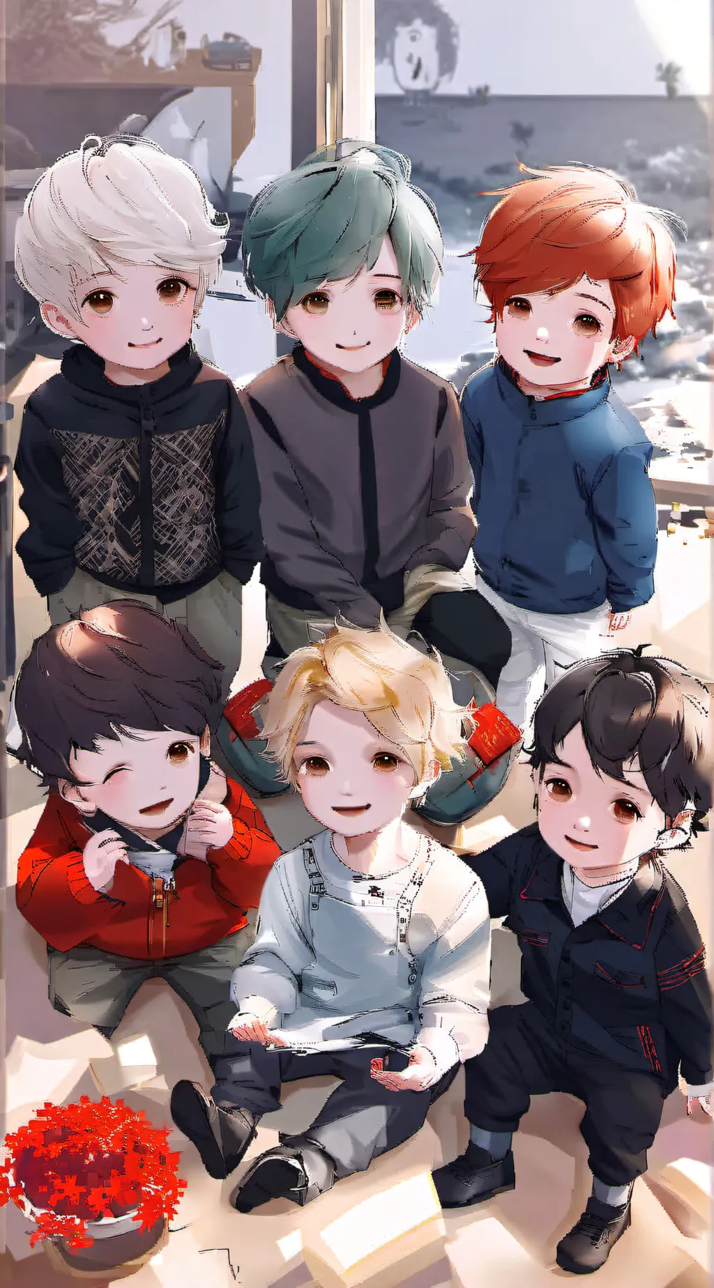 ai character: Six toddlers background