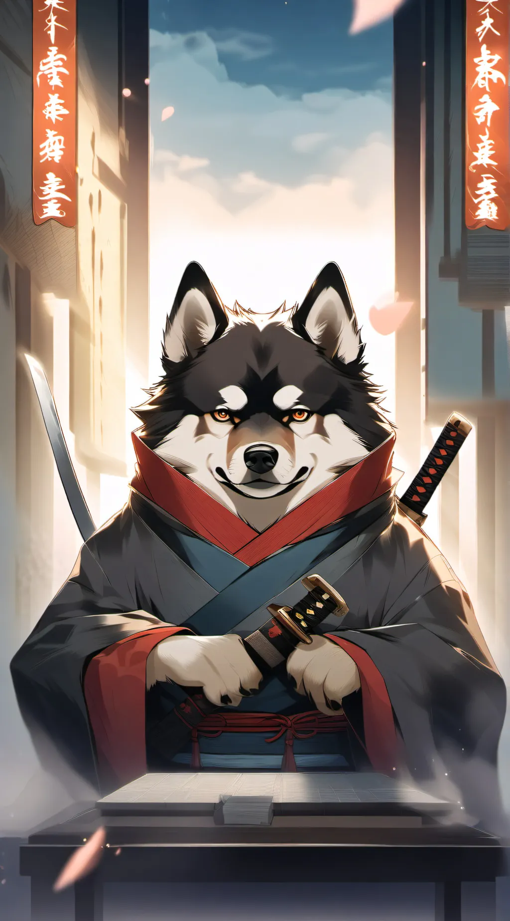 ai character: Dog warrior background