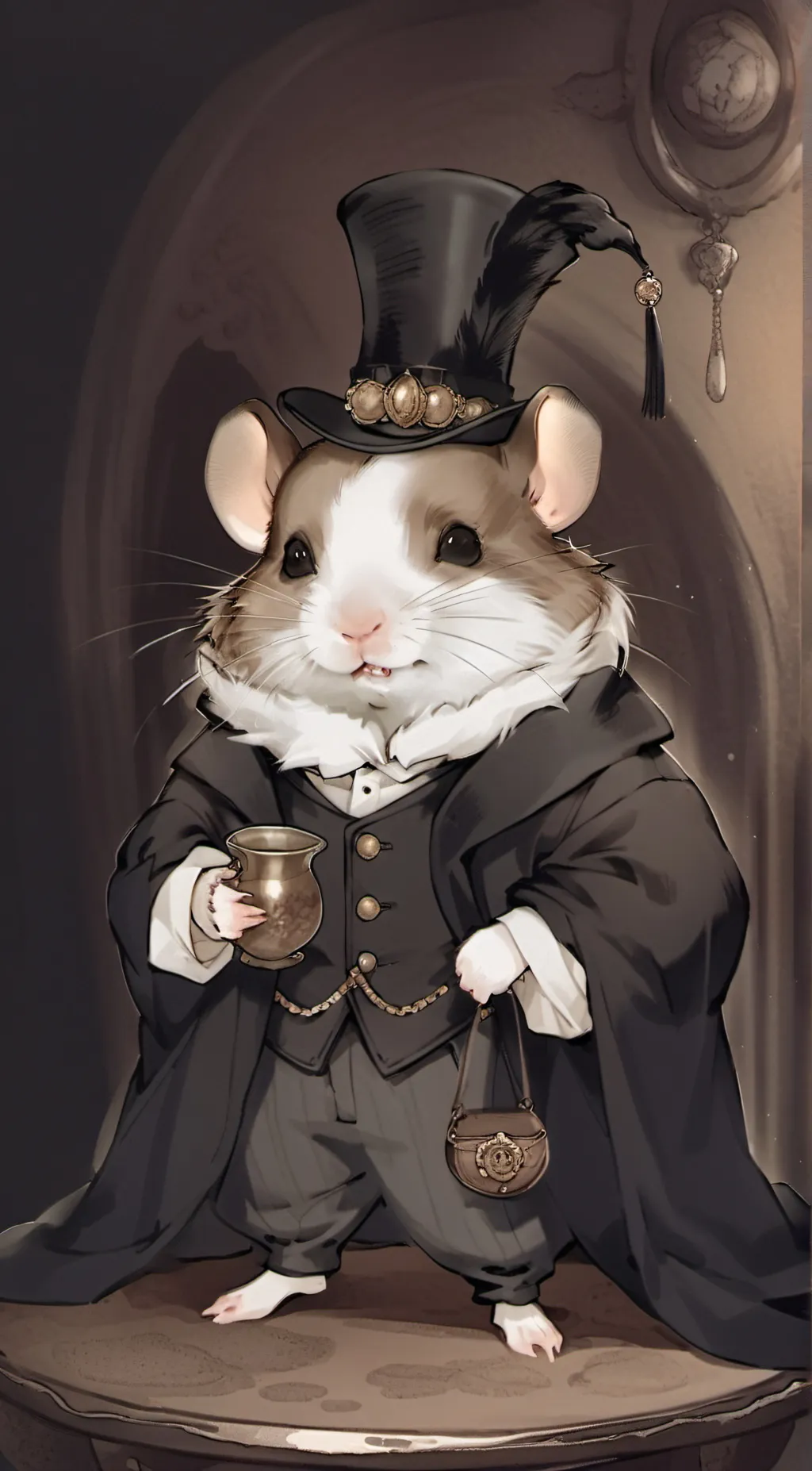 ai character: evil hamster  background