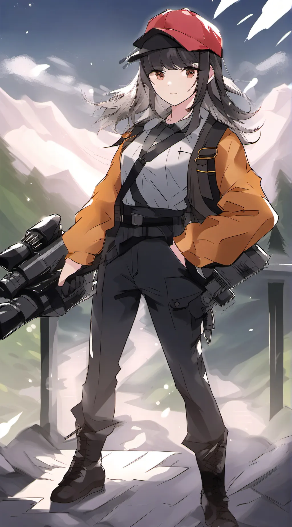 ai character: drill woman  background