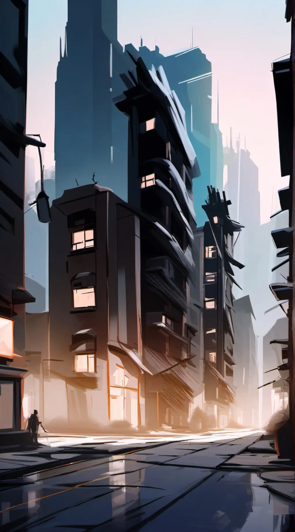 ai character: Mha in the city background