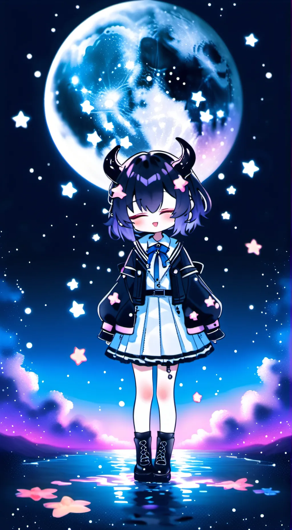 ai character: Violet background