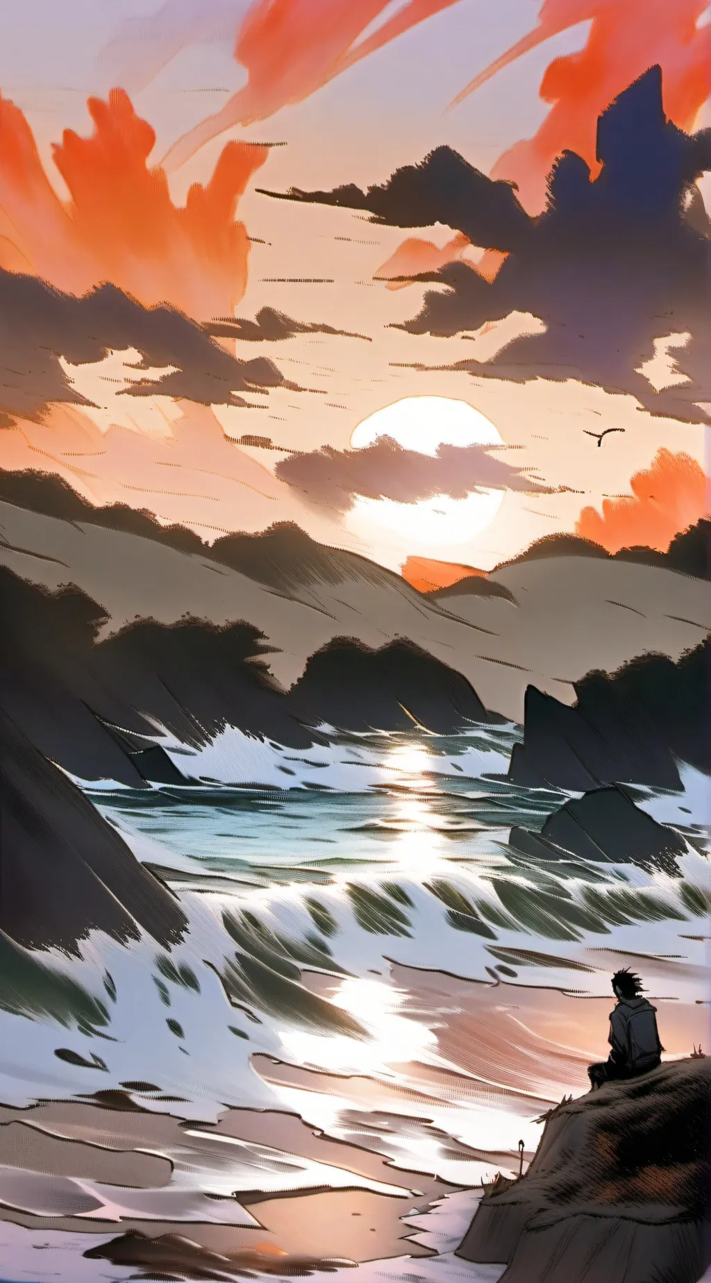 ai character: JJK Villain beach background