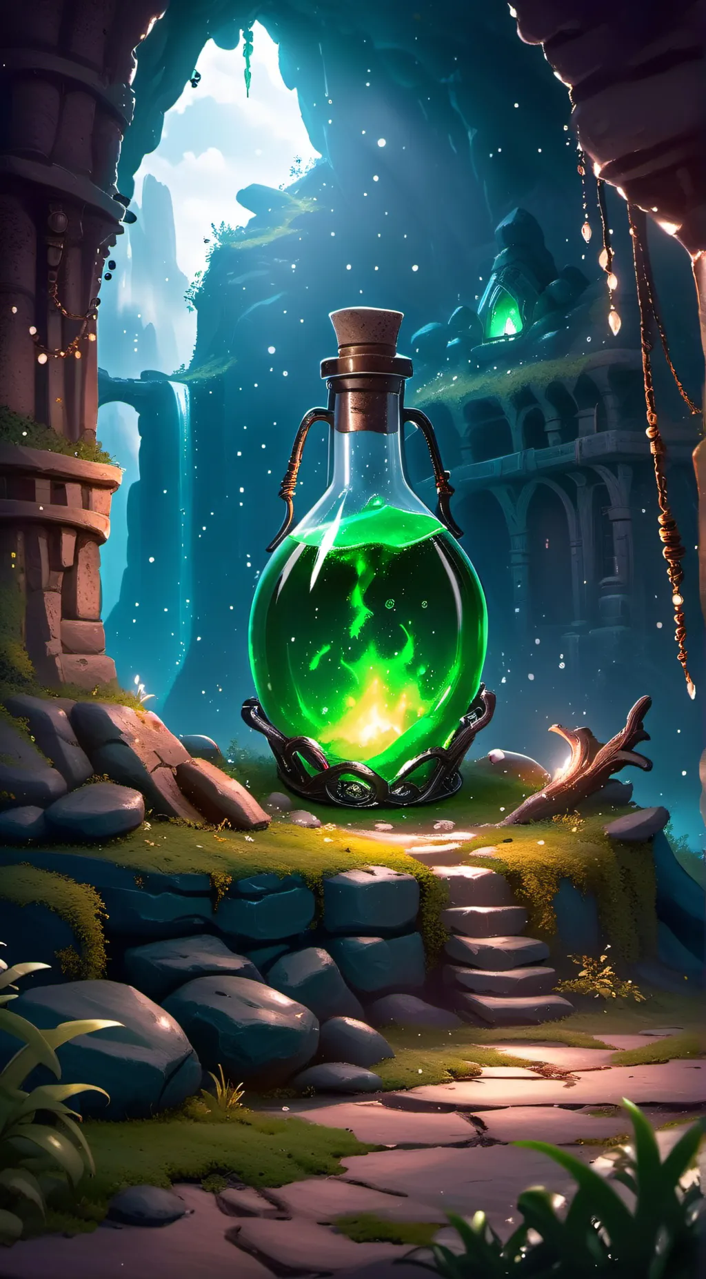ai character: Mysterious potion background