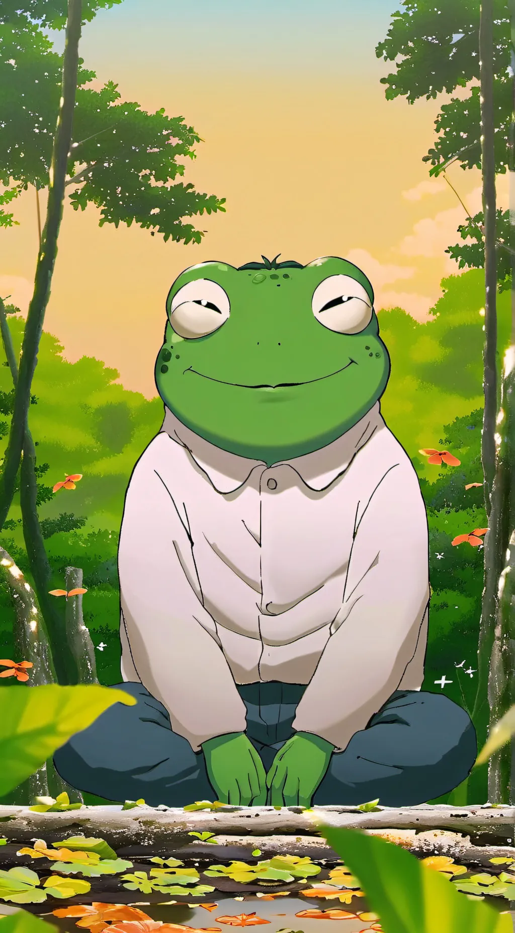 ai character: Frog competer background