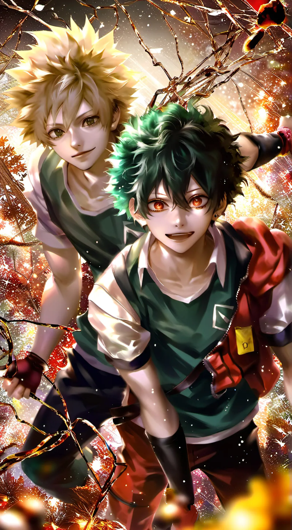 ai character: Bakugo + Deku background