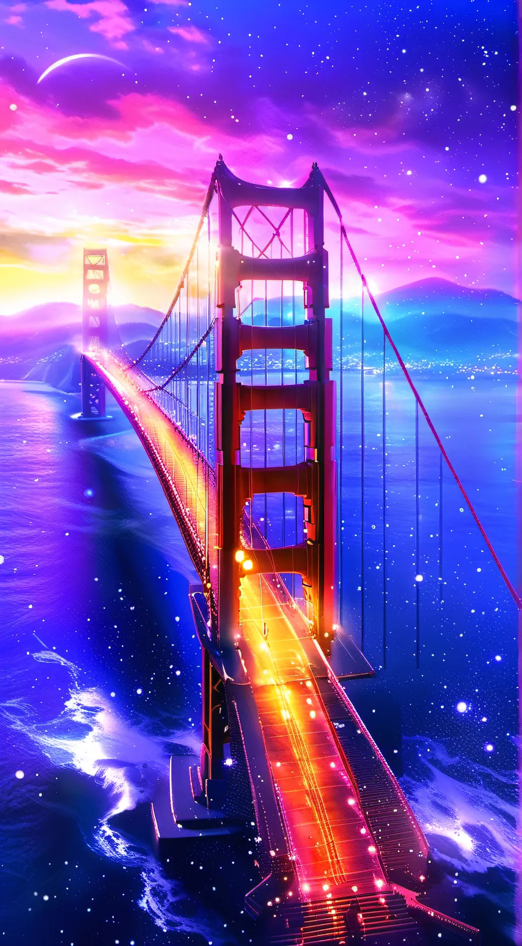 ai character: golden gate bridge background