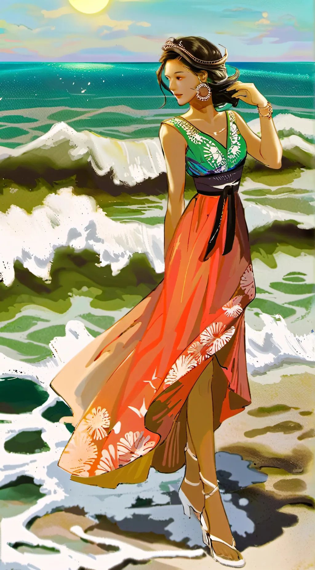 ai character: coral background