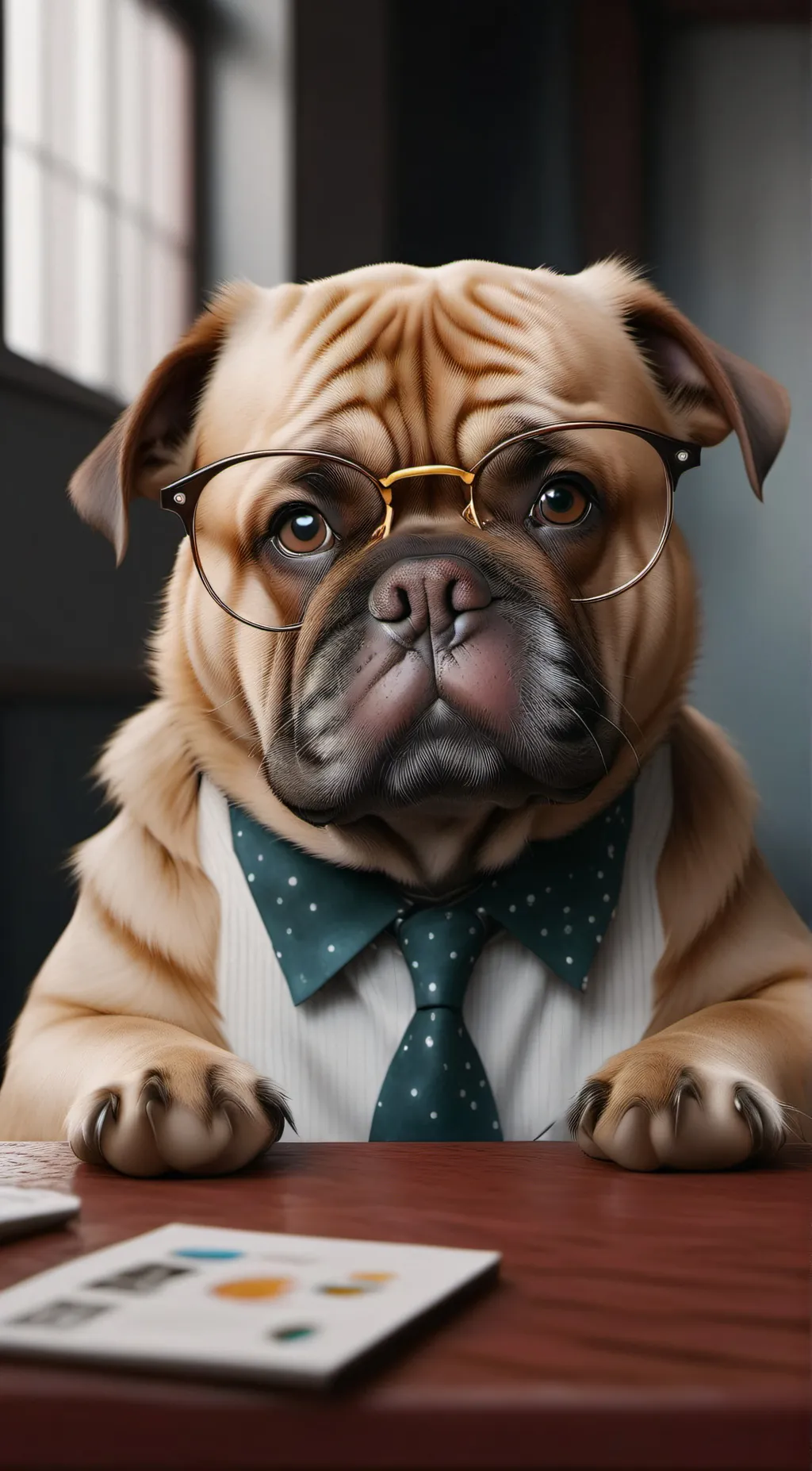 ai character: Nerd dog background