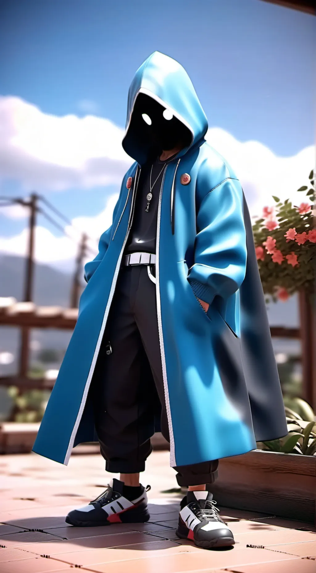 ai character: Black and white p2 background