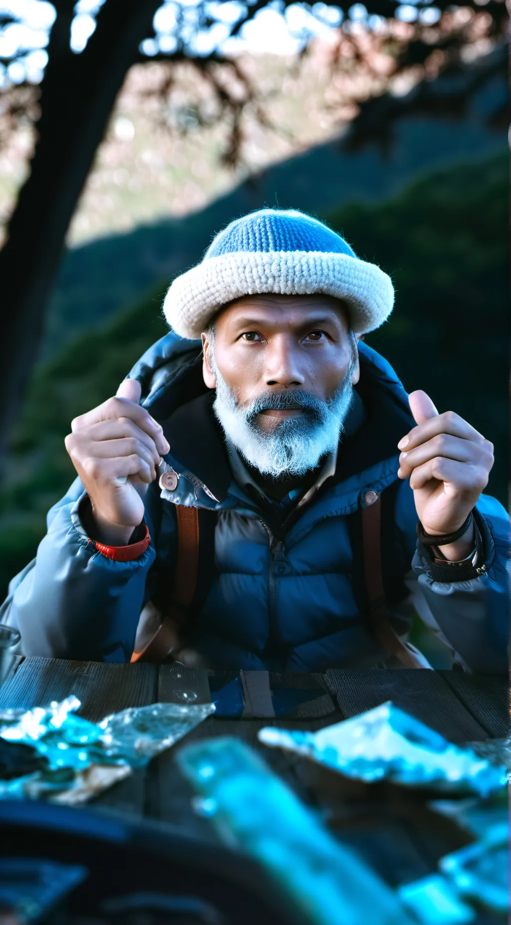 ai character: homeless man background