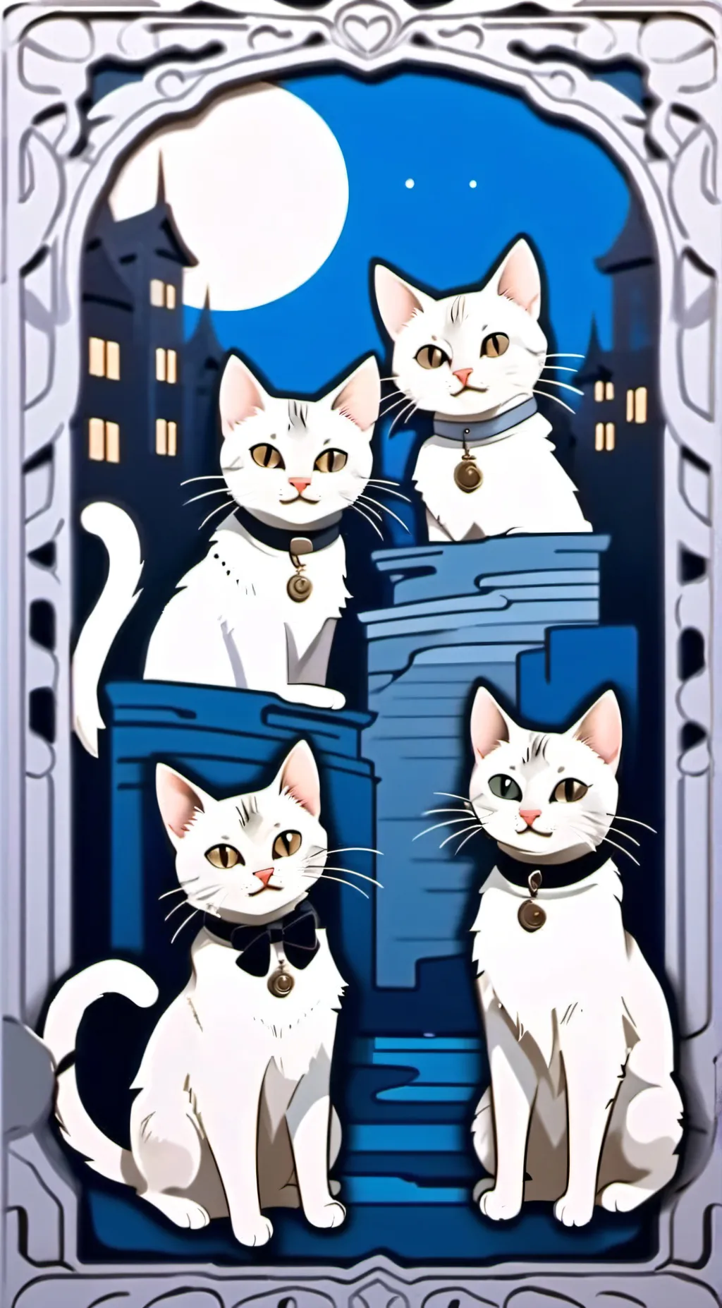 ai character: family of cats background