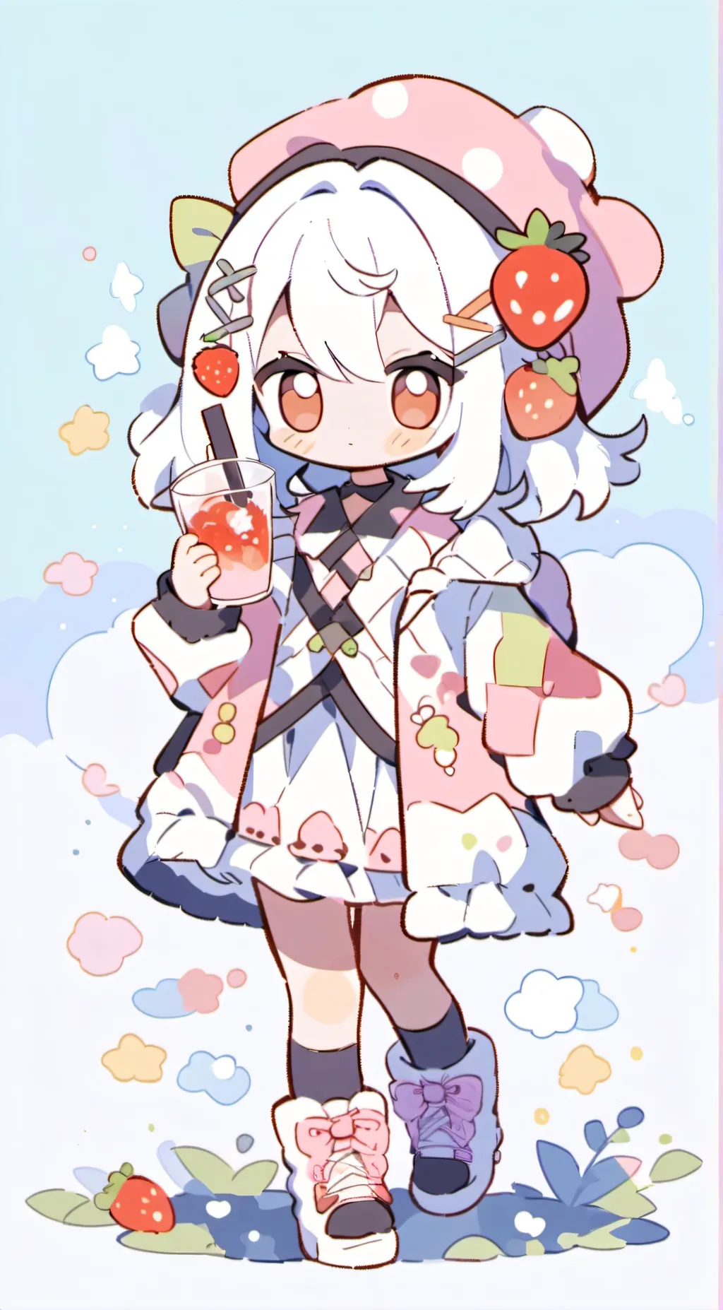ai character: Strawberry background