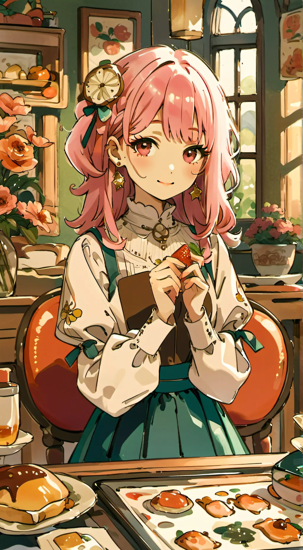 ai character: Amber. P. Bridgert background