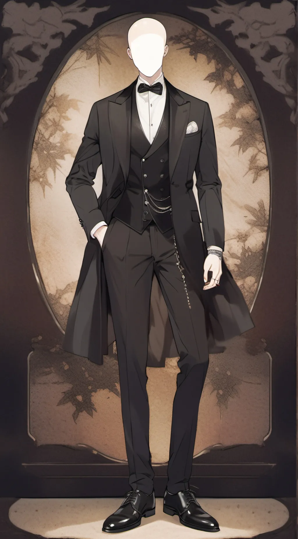 ai character: Slenderman brothes background