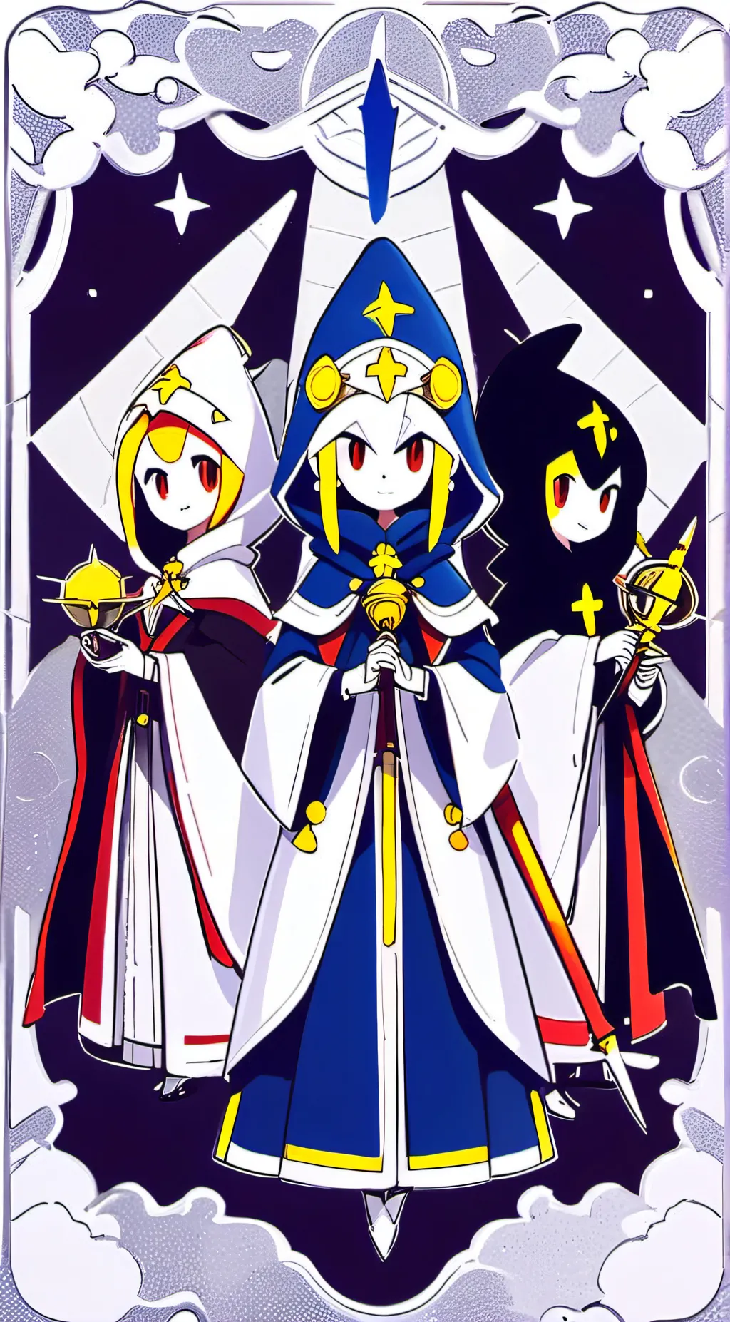 ai character: 3 mage sisters all background