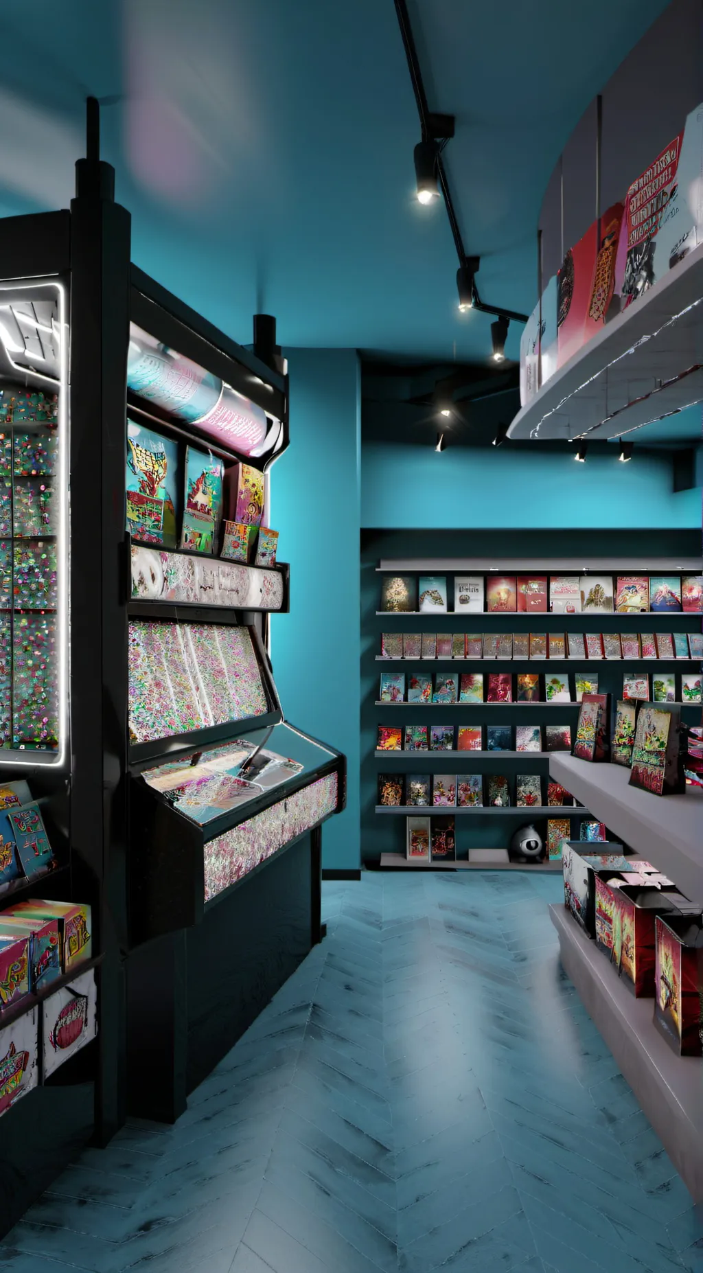 ai character: Retro Game Store background