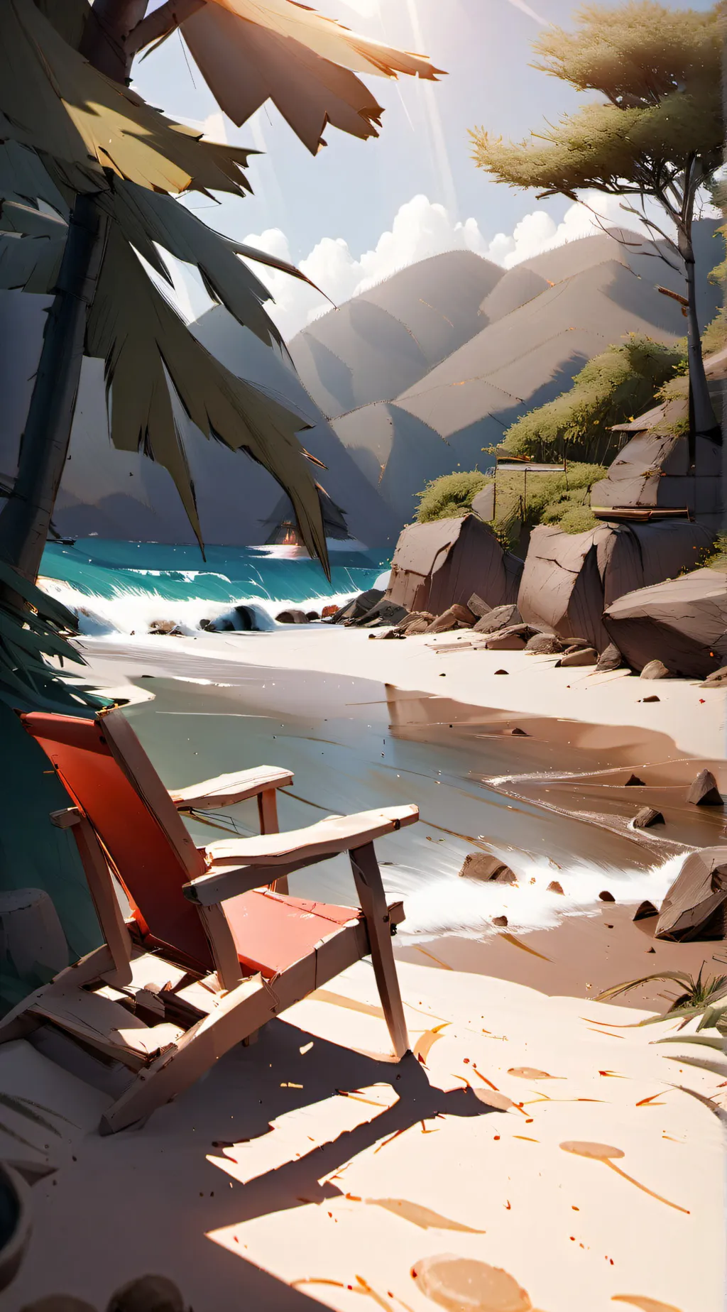 ai character: MHA Beach Day background