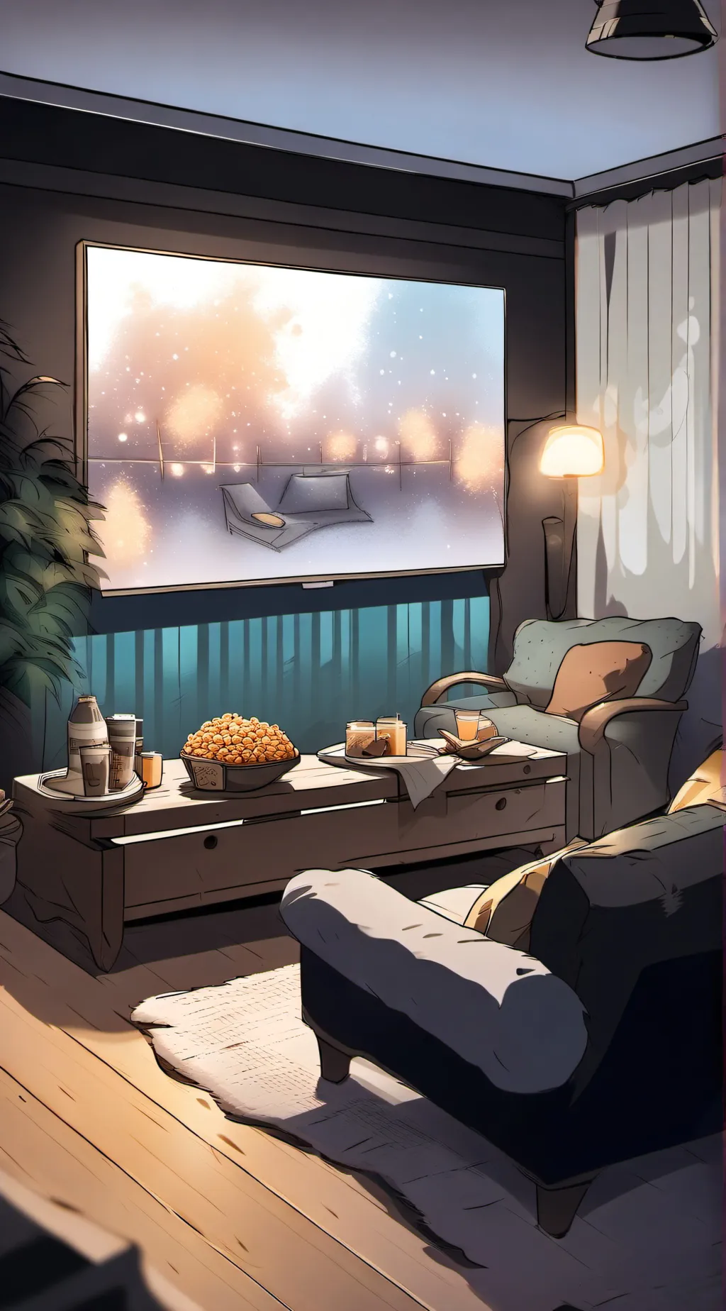 ai character: MHA movie night background