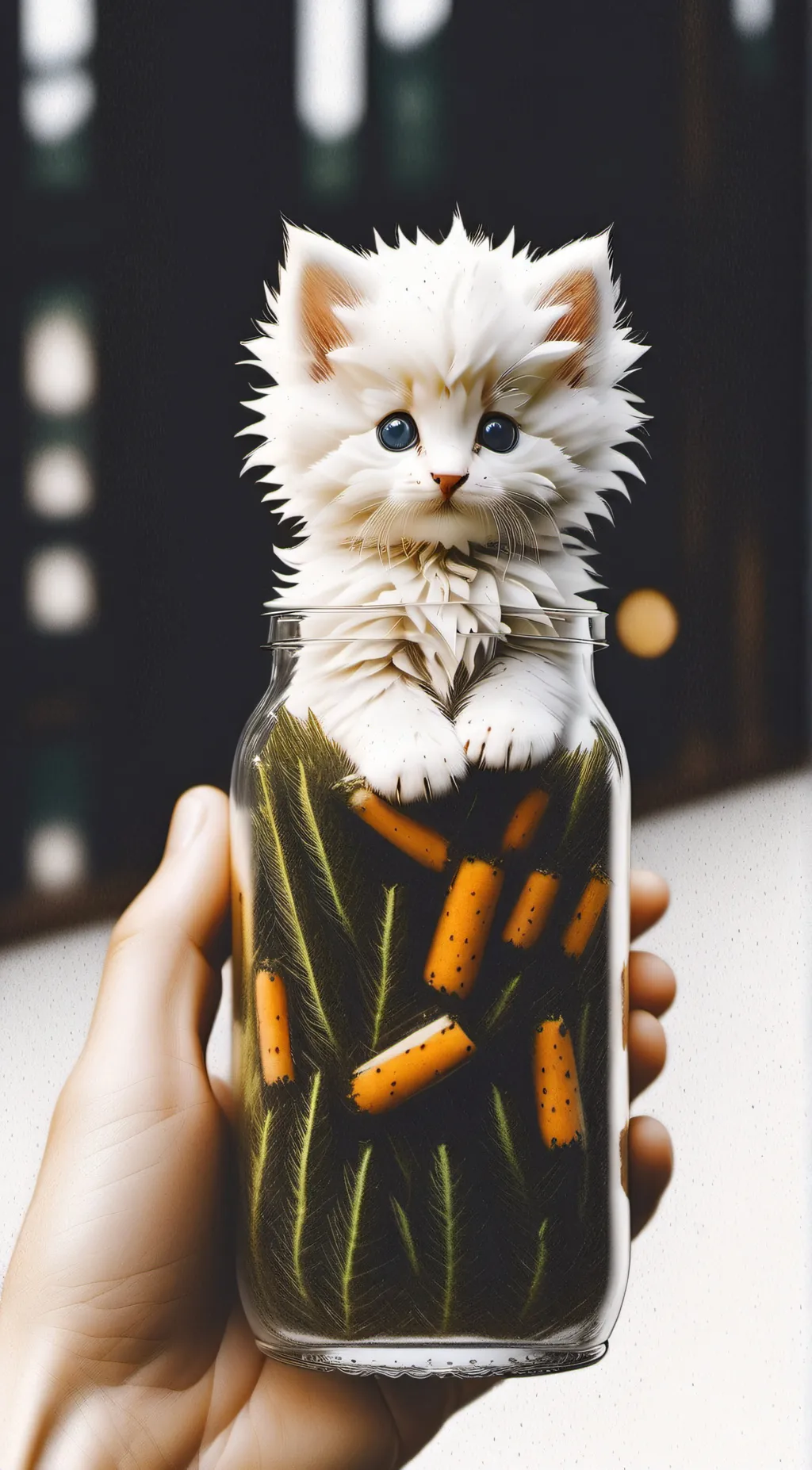 ai character: Kitten In Bottle background