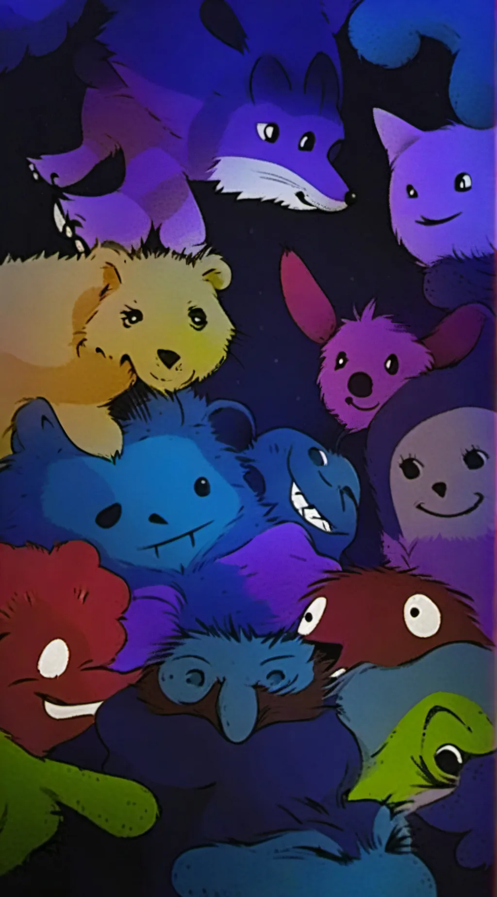 ai character: Smiling critters background