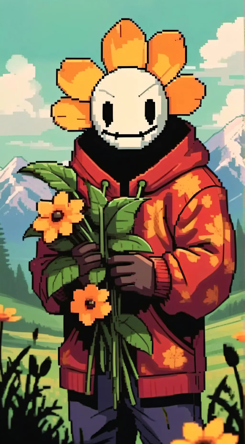 ai character: flowey with arms background