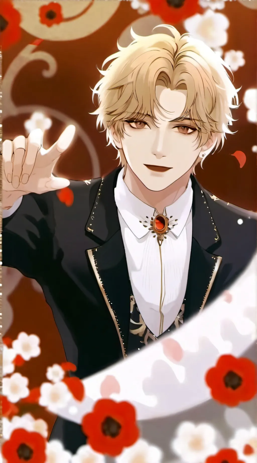 ai character: bends over) background