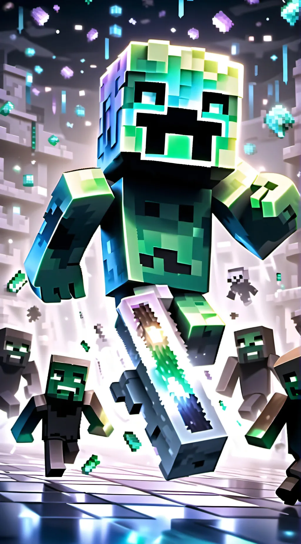 ai character: Minecraft creeper background