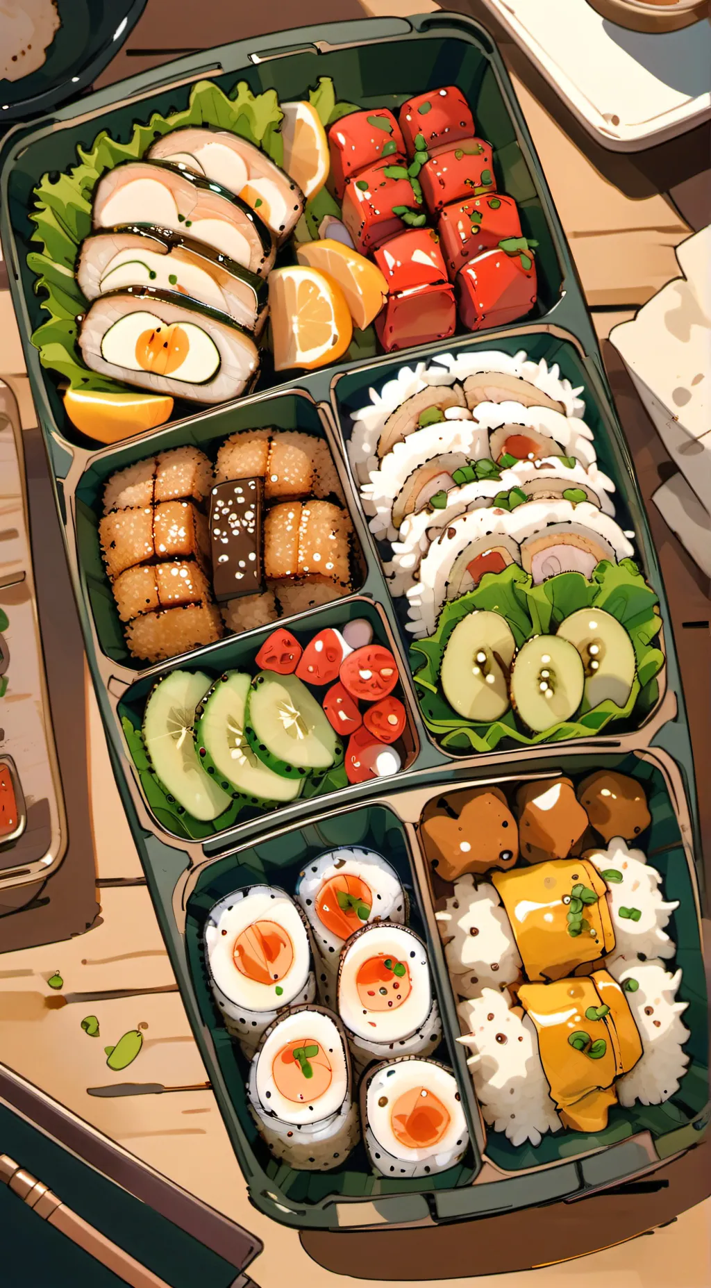 ai character: bento background