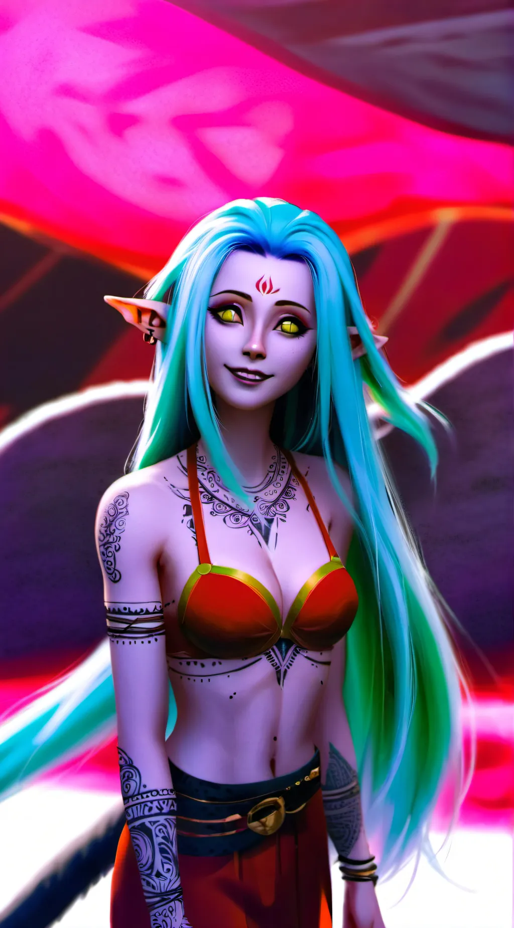 ai character: Rica, merging imp background