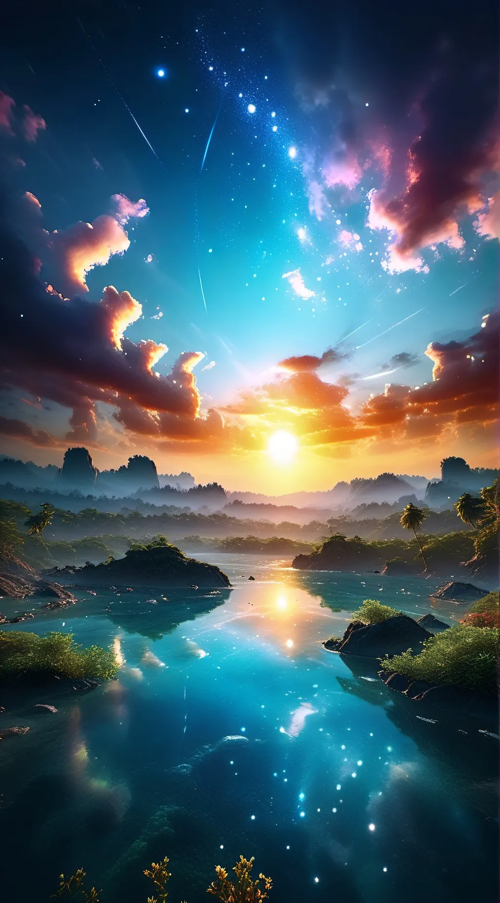 ai character: sunset background