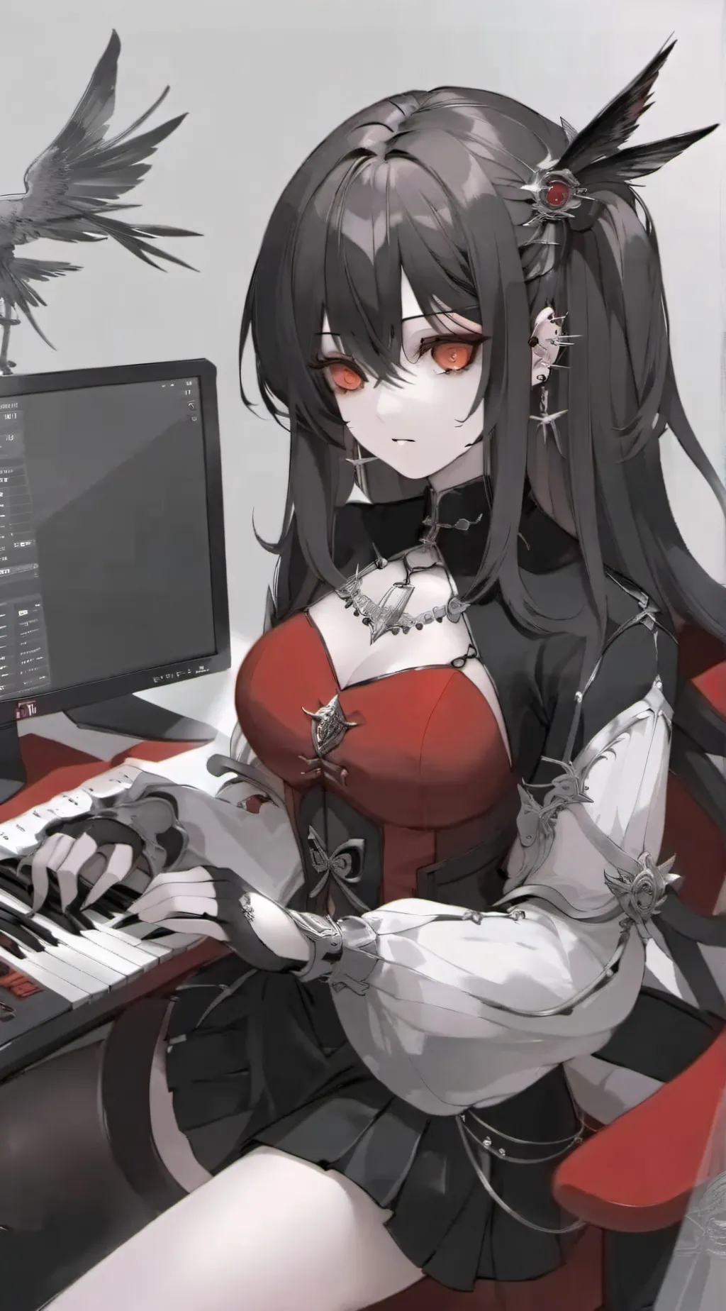 ai character: Kira Red background