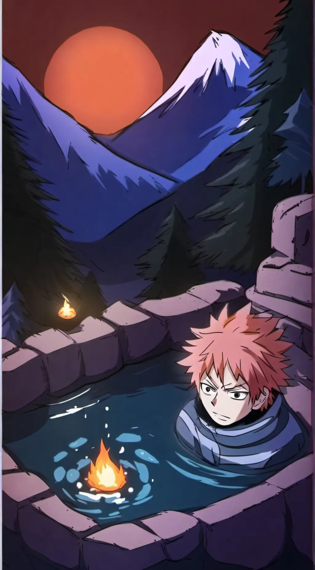 ai character: Jjk hotsprings  background