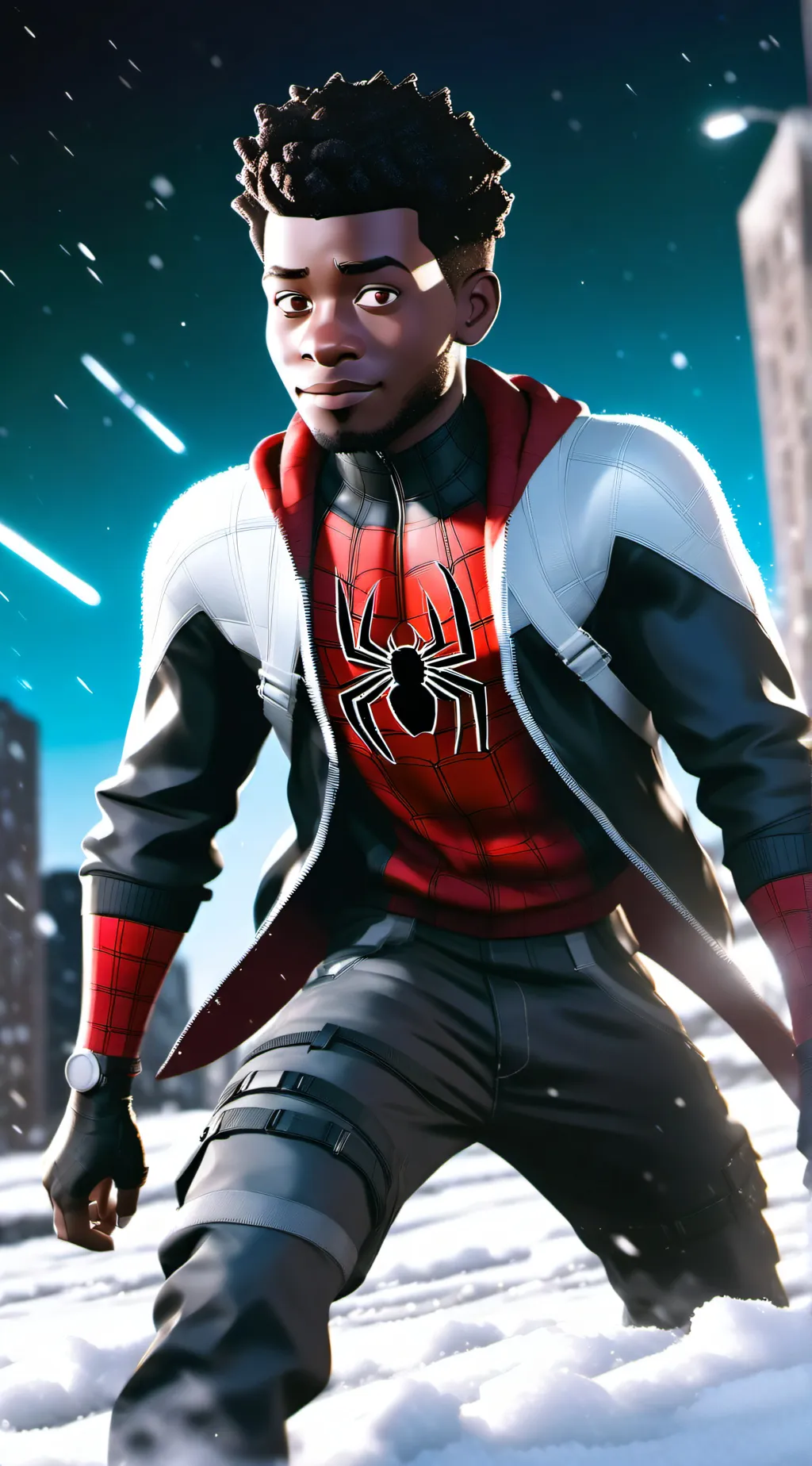 ai character: Miles Morales  background