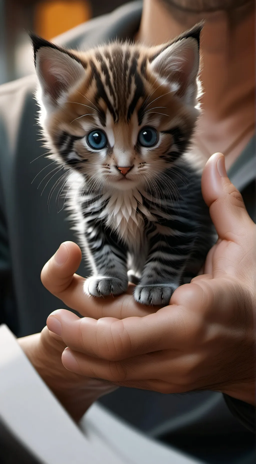 ai character: Tiny cat  background