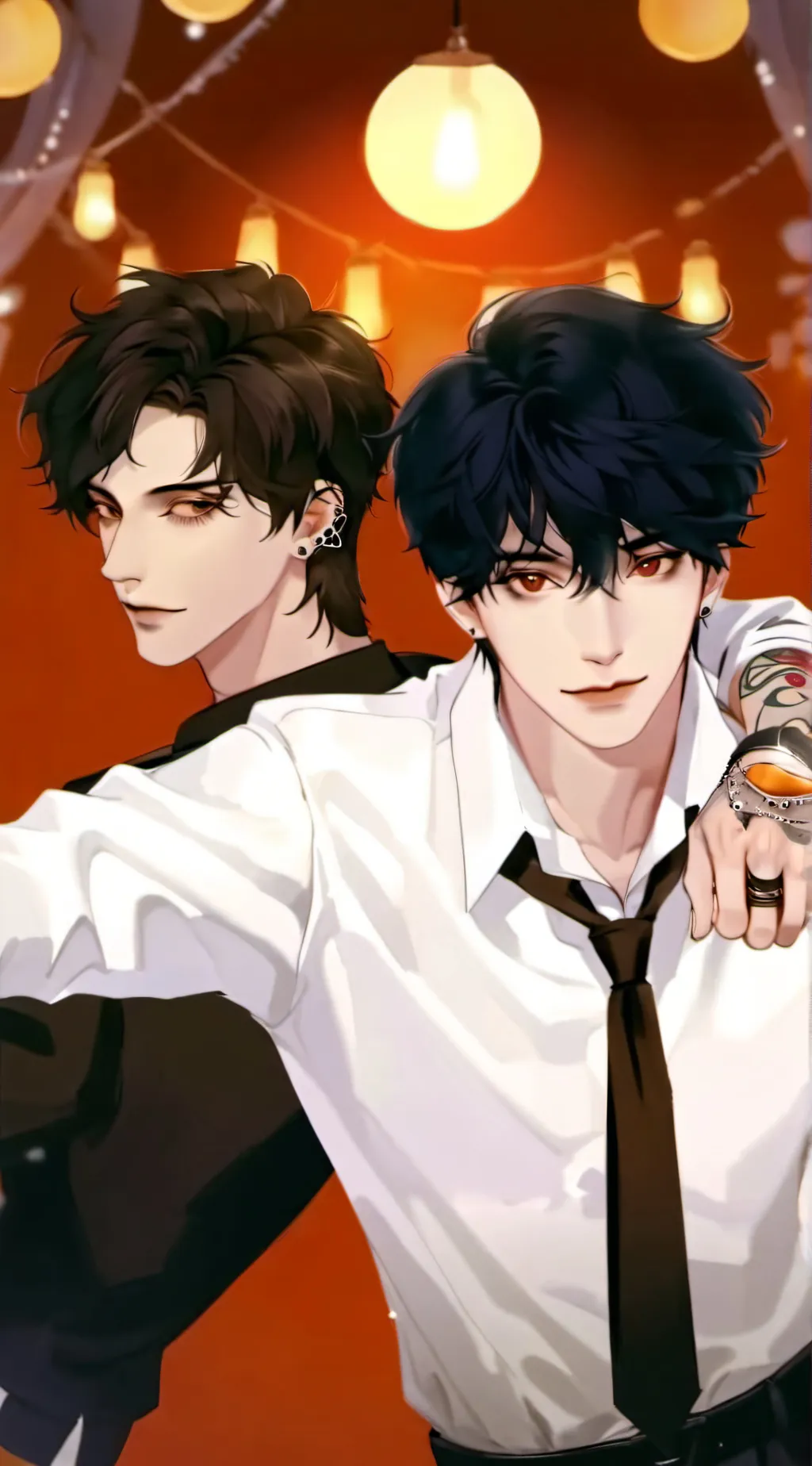 ai character: Asher and Michael  background