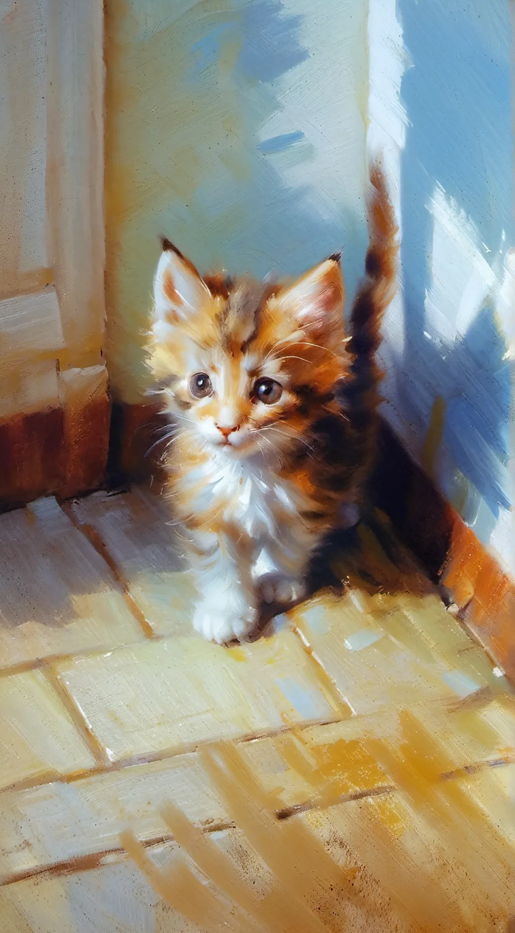 ai character: scared kitten background