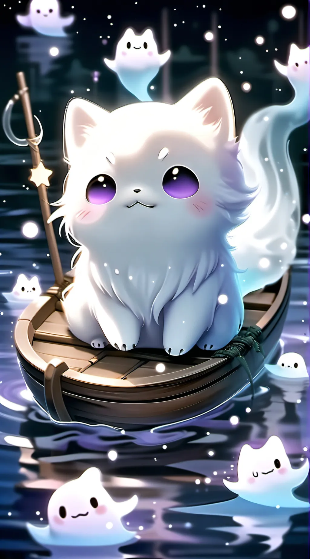 ai character: Ghost kitty background