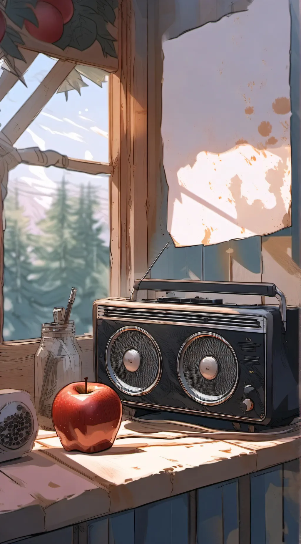 ai character: Radioapple background