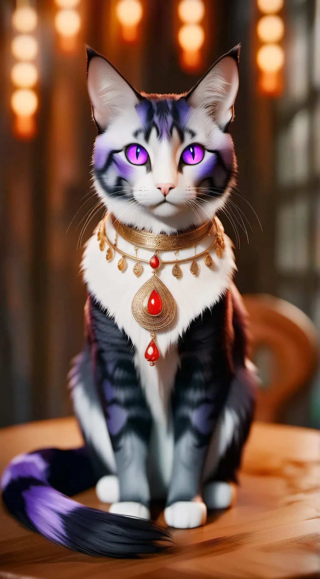 ai character: Purple Hypno cat  background