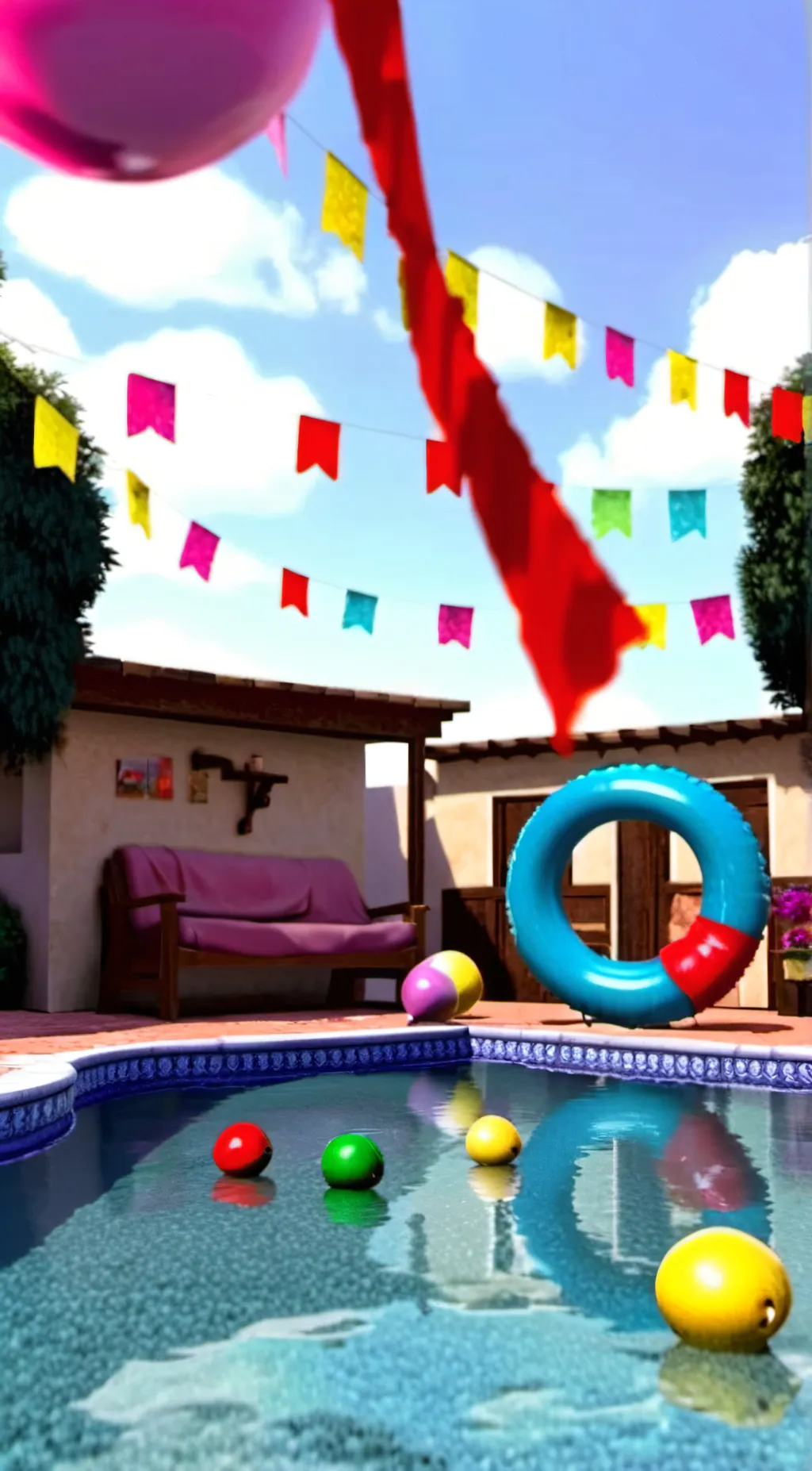 ai character: pool party background