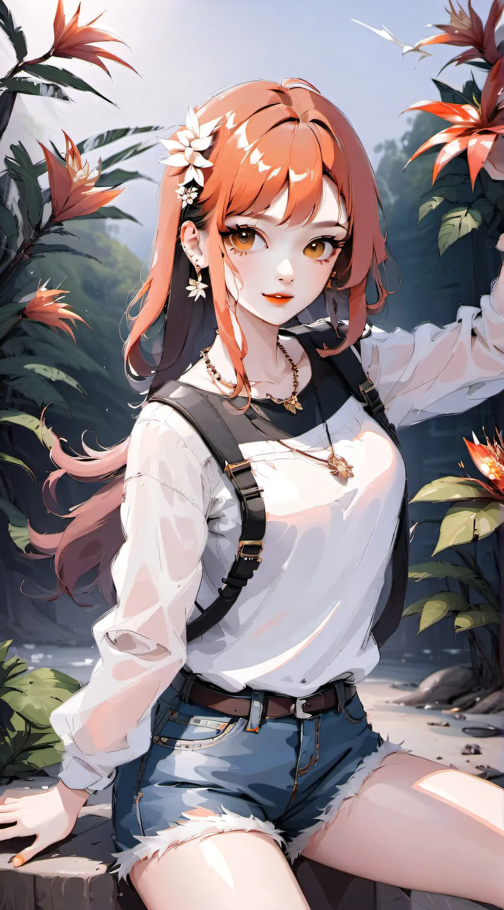 ai character: Heliconia background