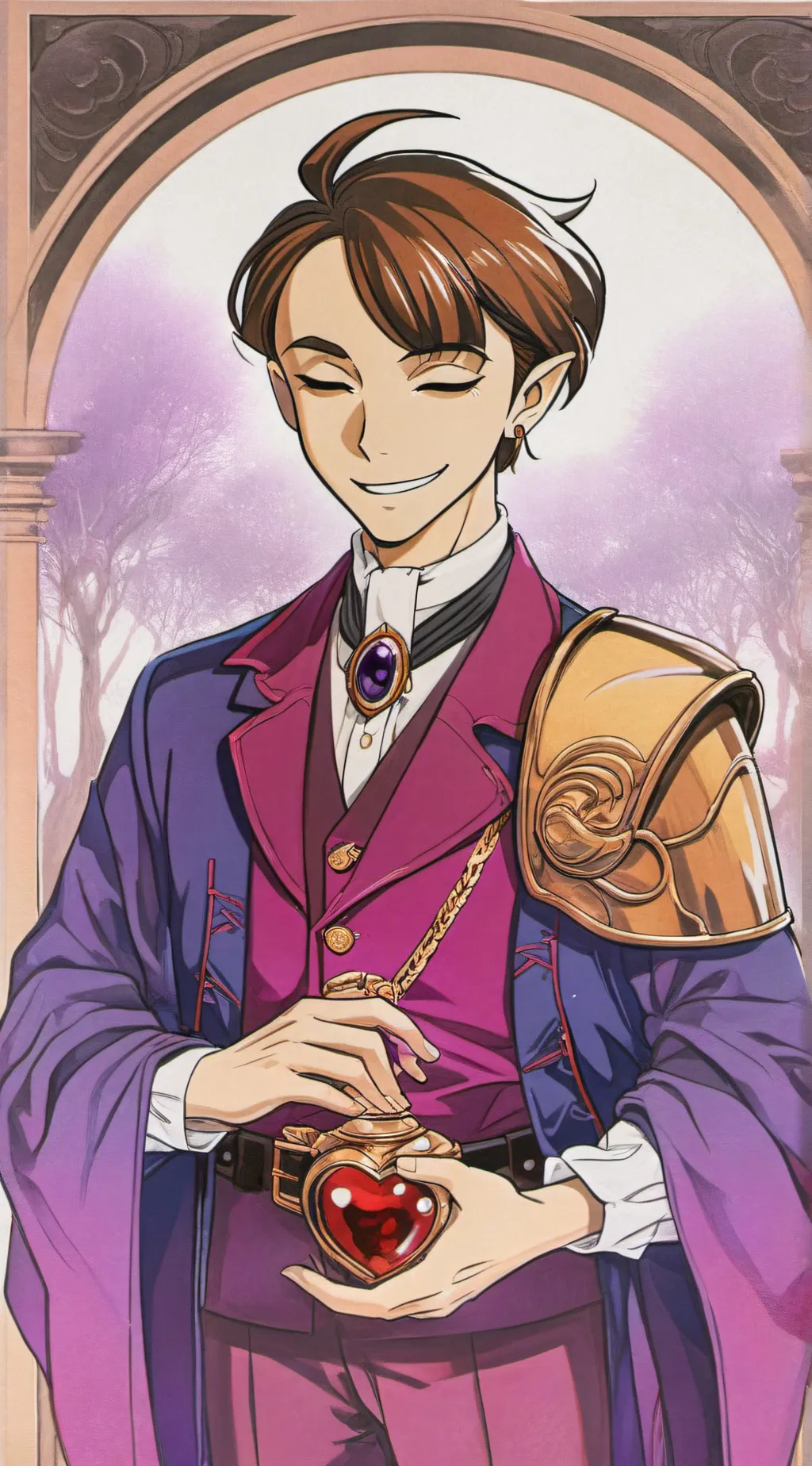 ai character: HappyMask salesman background