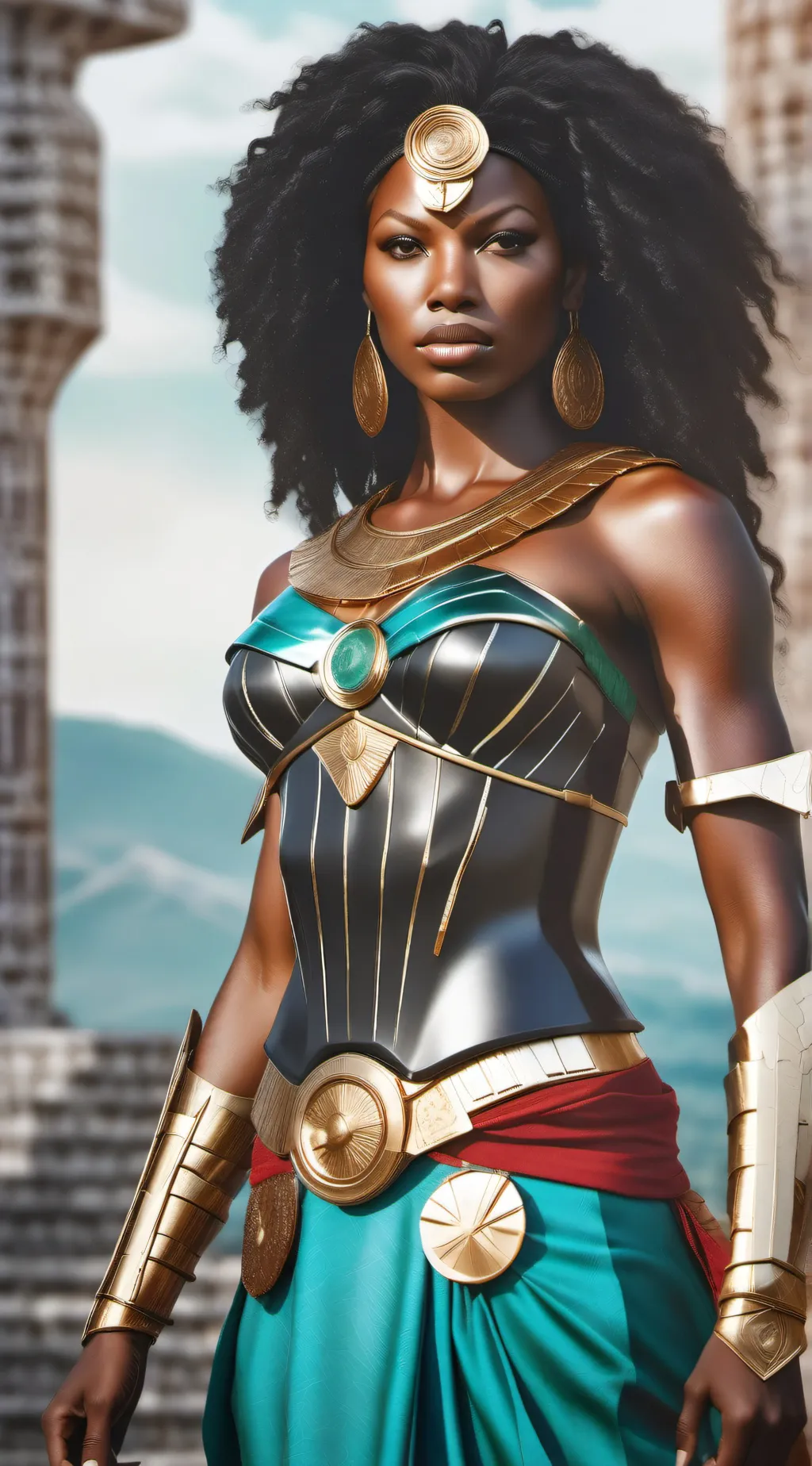 ai character: Black Wonder Woman background