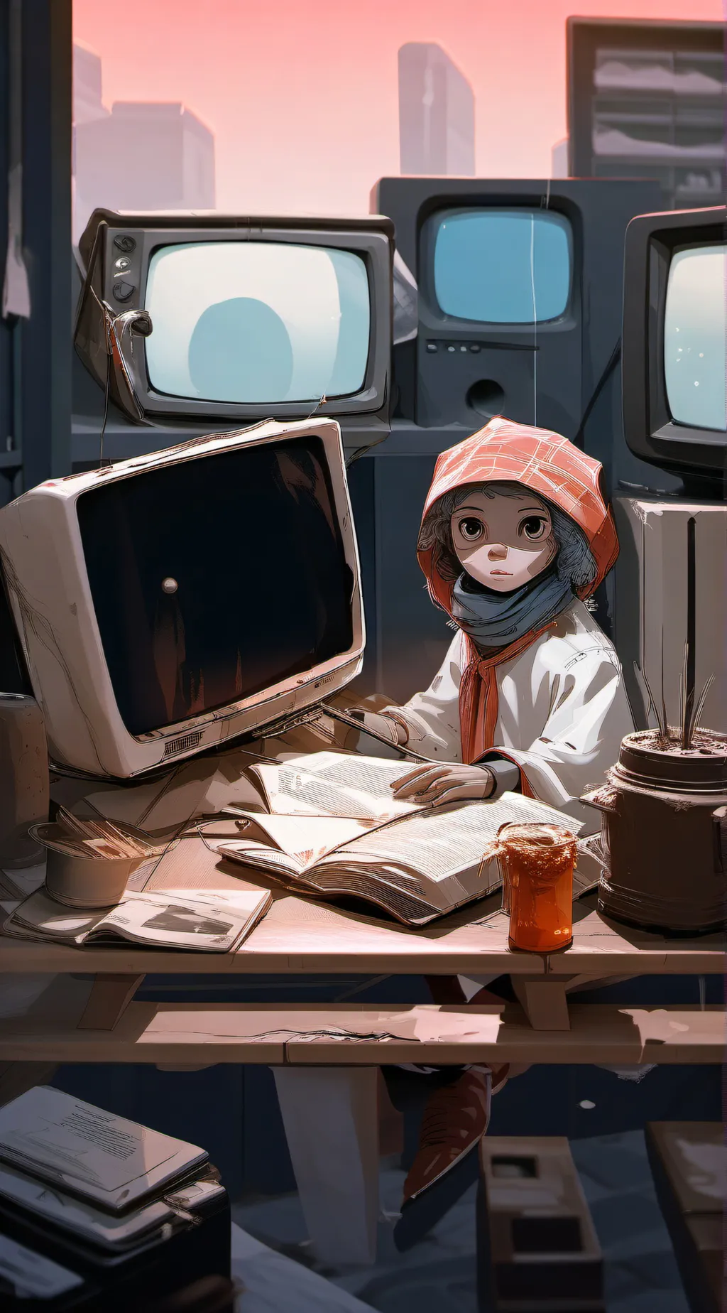 ai character: Error tv man background