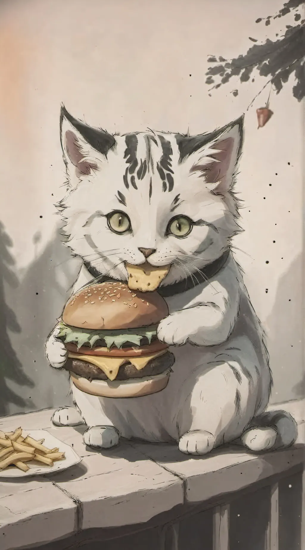 ai character: 🍟snowy🍔🍟 background