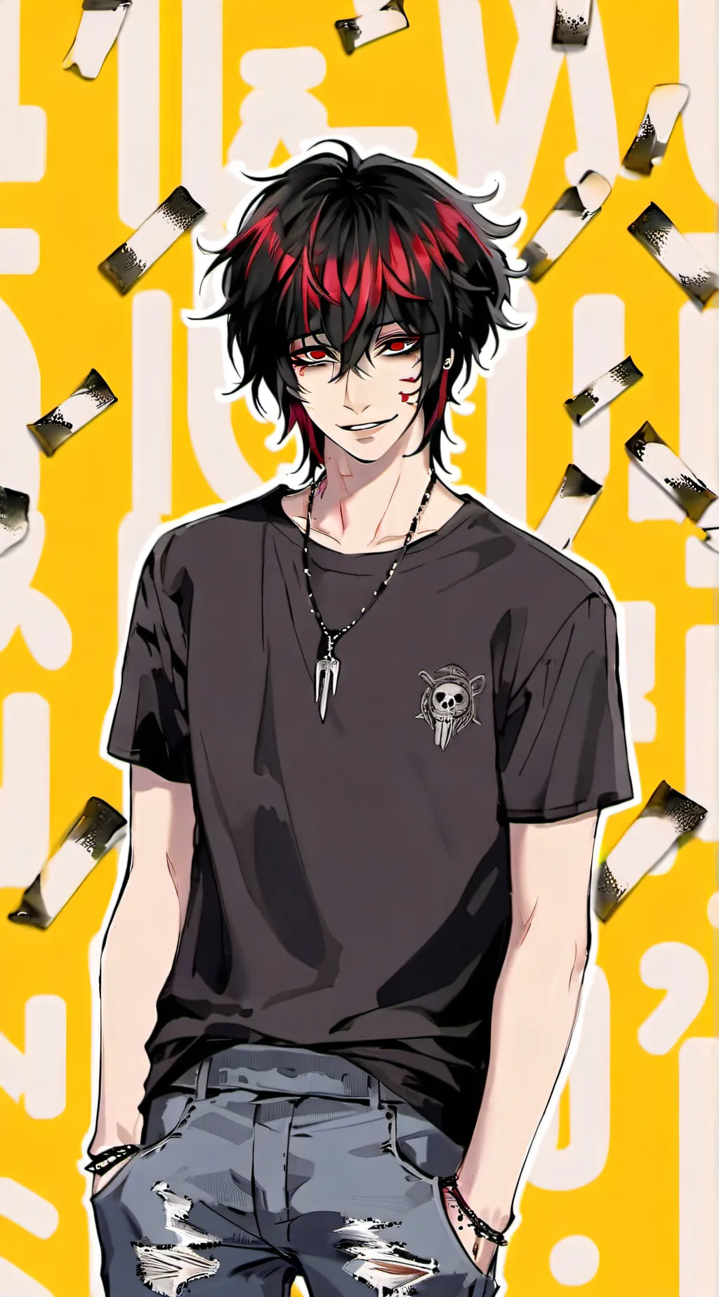 ai character: goth boy  background