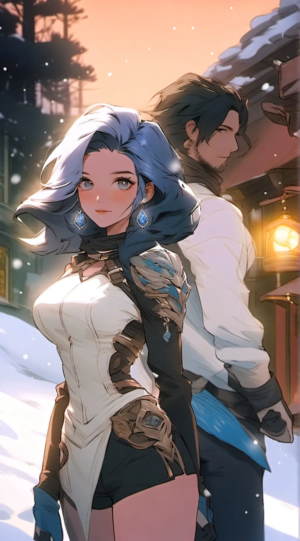 ai character: Natalie and James  background