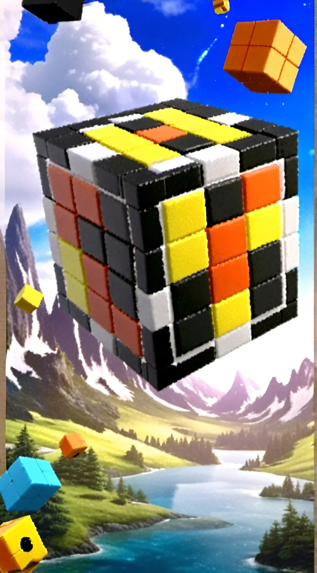 ai character: Floating cube background