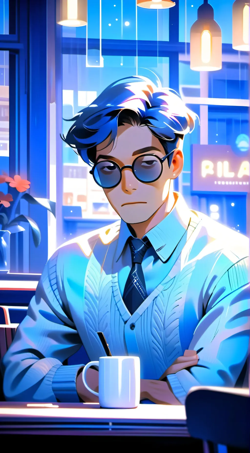 ai character: sadness background